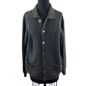 CANALI Mens Merino Wool Cardigan Gray Long Sleeve Pockets Textured Knit Sz IT 48